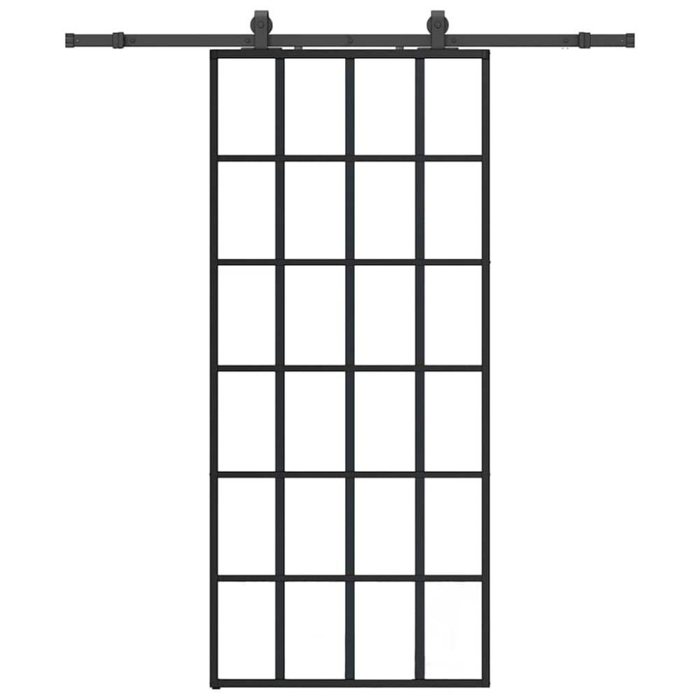 vidaXL Ușă glisantă cu set de feronerie neagră 90x205 cm Sticlă ESG