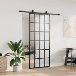 vidaXL Ușă glisantă cu set de feronerie neagră 90x205 cm Sticlă ESG