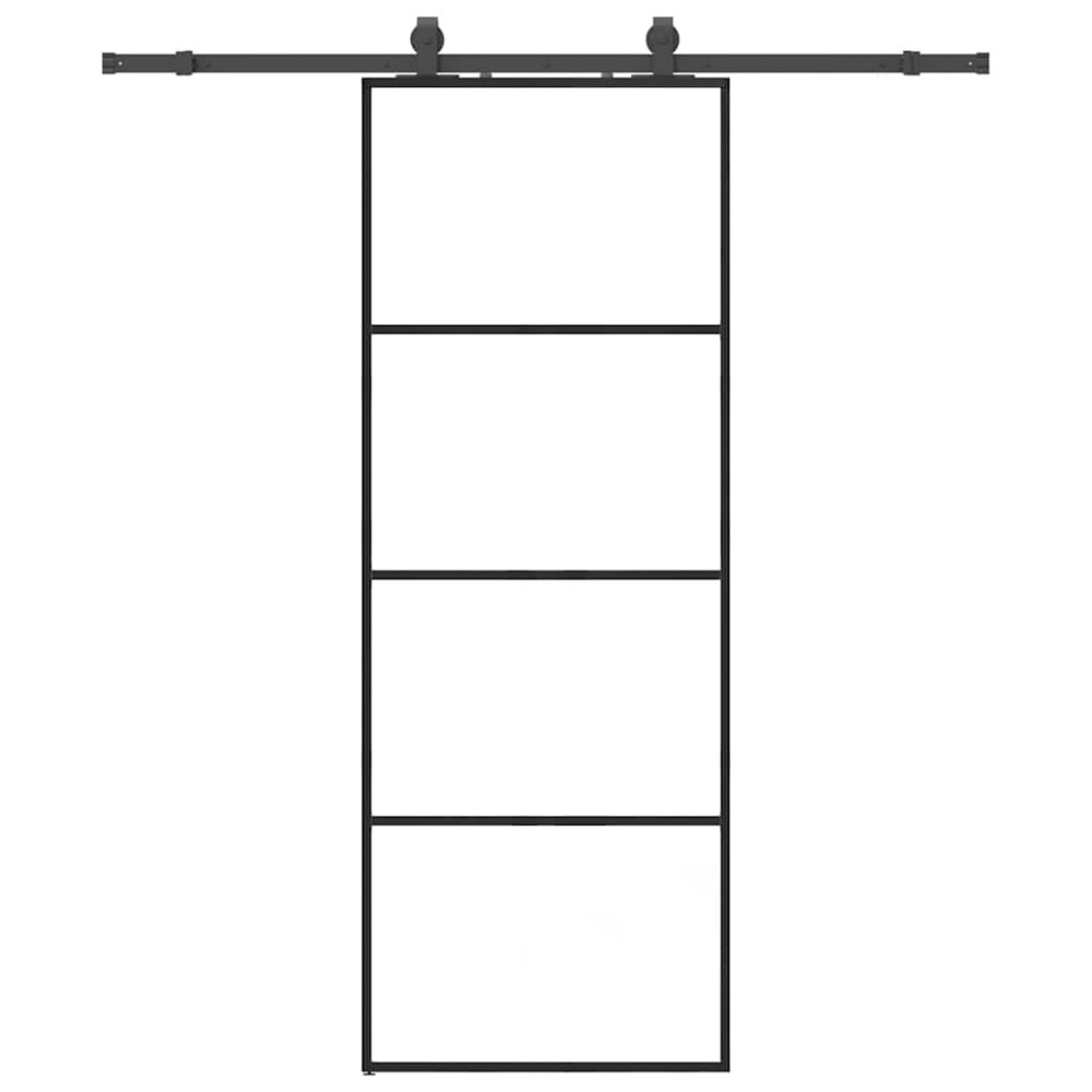 vidaXL Ușă glisantă cu set de feronerie neagră 76x205 cm Sticlă ESG