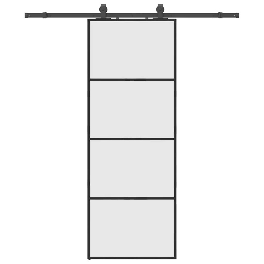 vidaXL Ușă glisantă cu set de feronerie neagră 76x205 cm Sticlă ESG
