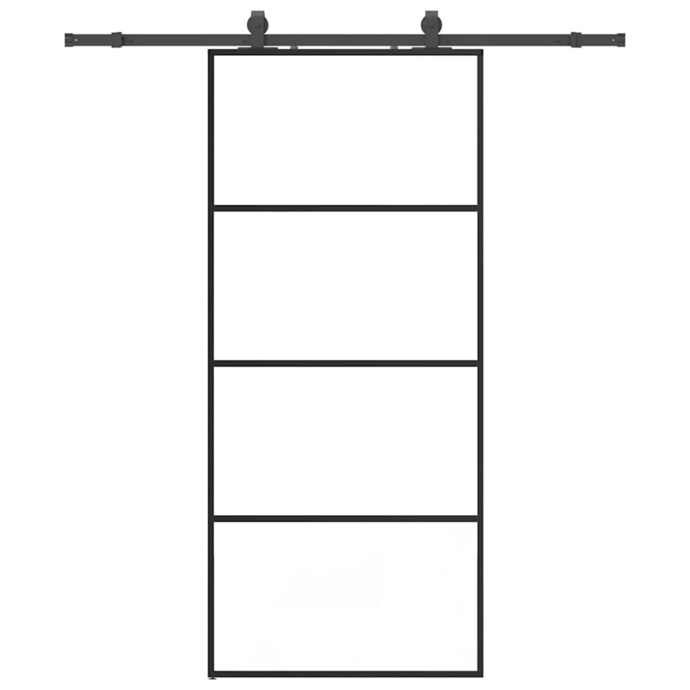 vidaXL Ușă glisantă cu set de feronerie neagră 90x205 cm Sticlă ESG