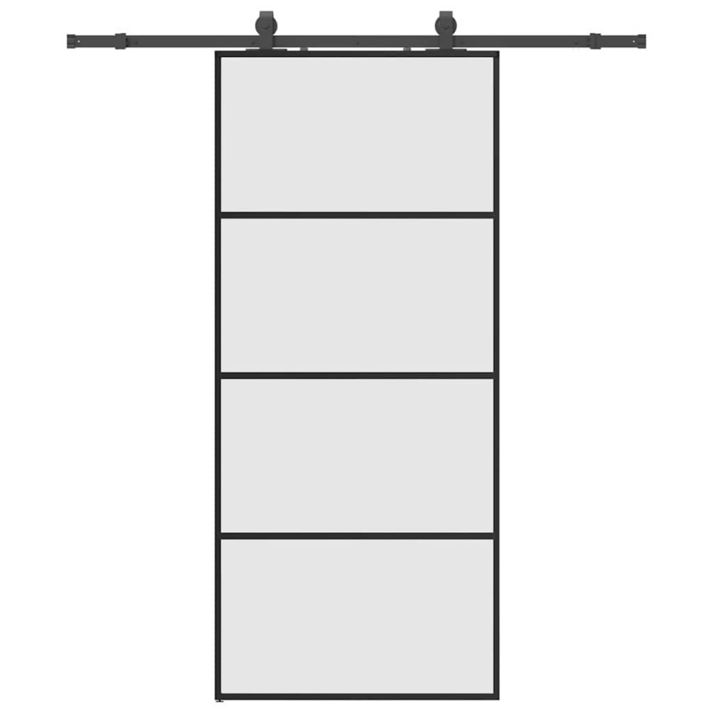 vidaXL Ușă glisantă cu set de feronerie neagră 90x205 cm Sticlă ESG