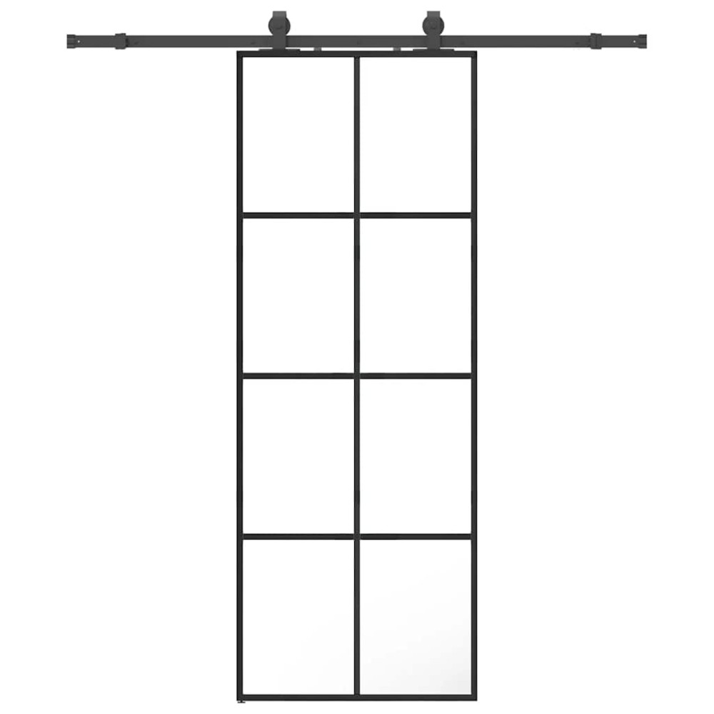 vidaXL Ușă glisantă cu set de feronerie neagră 76x205 cm Sticlă ESG