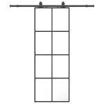 vidaXL Ușă glisantă cu set de feronerie neagră 76x205 cm Sticlă ESG vidaXL Ușă glisantă cu set de feronerie neagră 76x205 cm Sticlă ESG