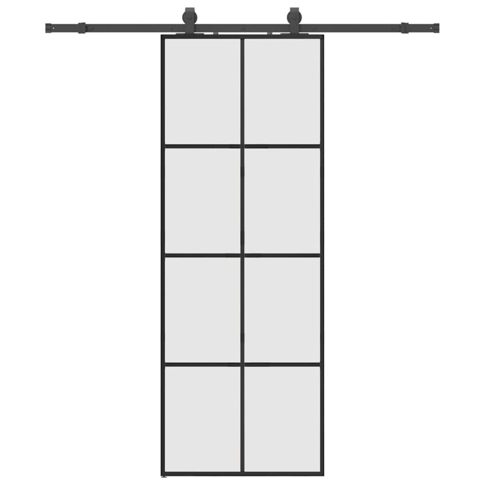 vidaXL Ușă glisantă cu set de feronerie neagră 76x205 cm Sticlă ESG