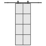 vidaXL Ușă glisantă cu set de feronerie neagră 76x205 cm Sticlă ESG vidaXL Ușă glisantă cu set de feronerie neagră 76x205 cm Sticlă ESG