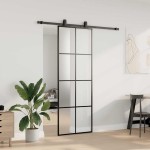 vidaXL Ușă glisantă cu set de feronerie neagră 76x205 cm Sticlă ESG vidaXL Ușă glisantă cu set de feronerie neagră 76x205 cm Sticlă ESG