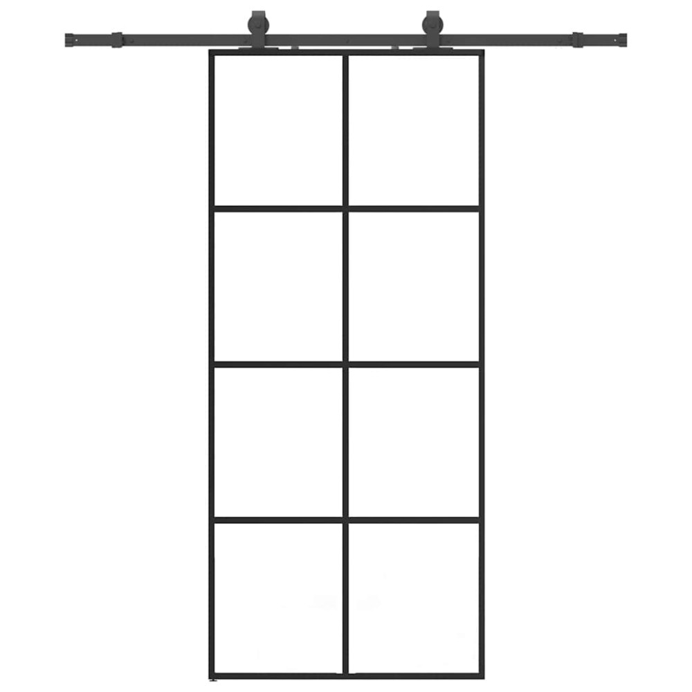 vidaXL Ușă glisantă cu set de feronerie neagră 90x205 cm Sticlă ESG