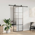 vidaXL Ușă glisantă cu set de feronerie neagră 90x205 cm Sticlă ESG