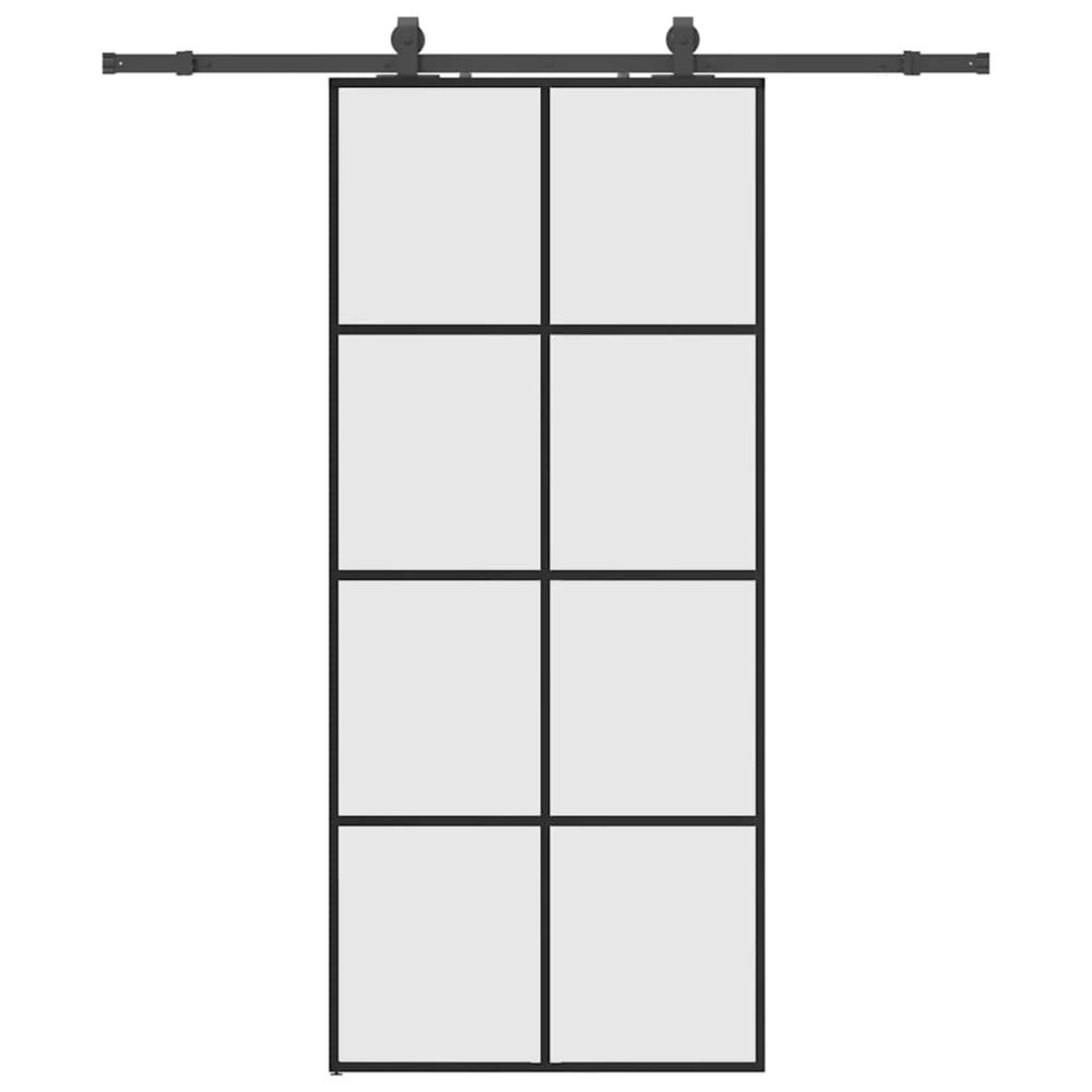 vidaXL Ușă glisantă cu set de feronerie neagră 90x205 cm Sticlă ESG