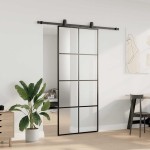 vidaXL Ușă glisantă cu set de feronerie neagră 90x205 cm Sticlă ESG
