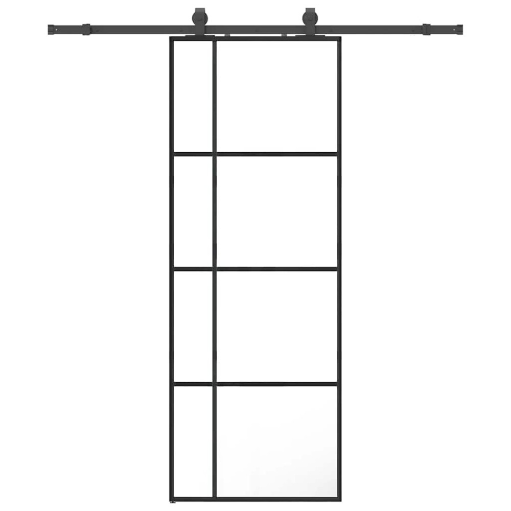 vidaXL Ușă glisantă cu set de feronerie neagră 76x205 cm Sticlă ESG