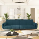 vidaXL Canapea extensibilă cu 2 locuri, 2 perne, albastru, catifea vidaXL Canapea extensibilă cu 2 locuri, 2 perne, albastru, catifea