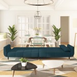 vidaXL Canapea extensibilă cu 2 locuri, 2 perne, albastru, catifea vidaXL Canapea extensibilă cu 2 locuri, 2 perne, albastru, catifea