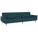 vidaXL Canapea extensibilă cu 2 locuri, 2 perne, albastru, catifea vidaXL Canapea extensibilă cu 2 locuri, 2 perne, albastru, catifea