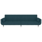 vidaXL Canapea extensibilă cu 2 locuri, 2 perne, albastru, catifea vidaXL Canapea extensibilă cu 2 locuri, 2 perne, albastru, catifea