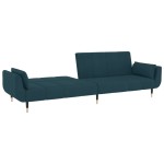 vidaXL Canapea extensibilă cu 2 locuri, 2 perne, albastru, catifea vidaXL Canapea extensibilă cu 2 locuri, 2 perne, albastru, catifea