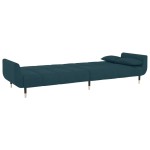 vidaXL Canapea extensibilă cu 2 locuri, 2 perne, albastru, catifea vidaXL Canapea extensibilă cu 2 locuri, 2 perne, albastru, catifea