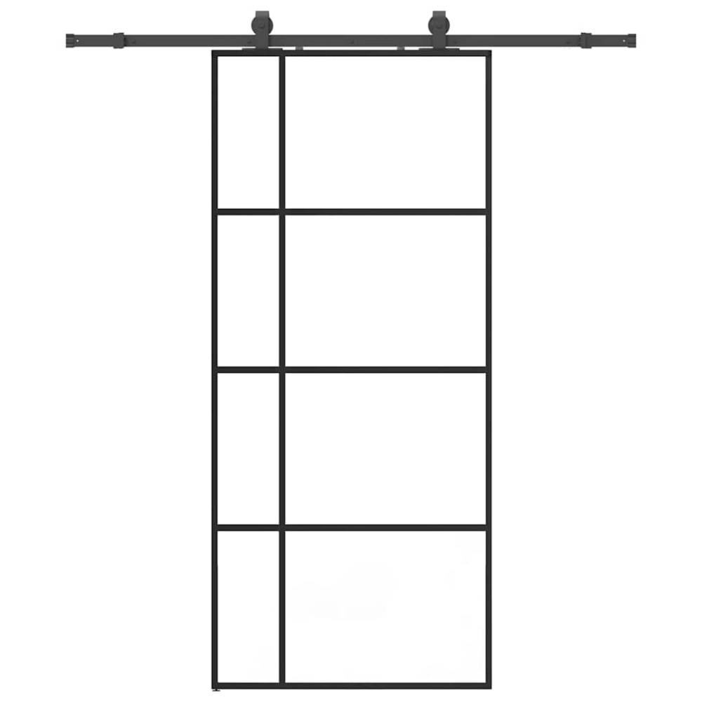 vidaXL Ușă glisantă cu set de feronerie neagră 90x205 cm Sticlă ESG