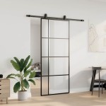 vidaXL Ușă glisantă cu set de feronerie neagră 90x205 cm Sticlă ESG