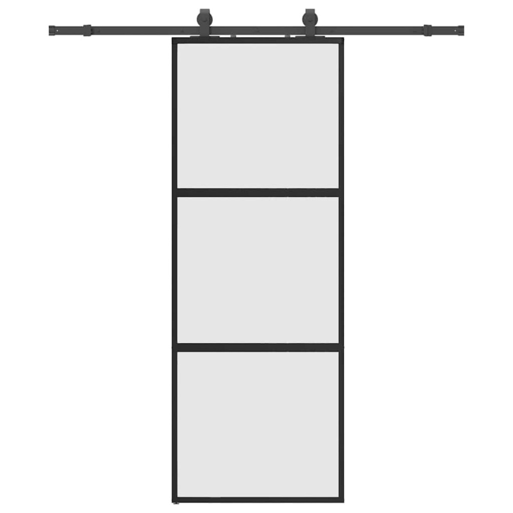 vidaXL Ușă glisantă cu set feronerie neagră 76x205cm sticlă securizată