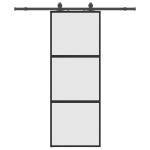 vidaXL Ușă glisantă cu set feronerie neagră 76x205cm sticlă securizată vidaXL Ușă glisantă cu set feronerie neagră 76x205cm sticlă securizată