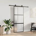 vidaXL Ușă glisantă cu set feronerie neagră 90x205cm sticlă securizată