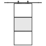 vidaXL Ușă glisantă cu set feronerie neagră 90x205cm sticlă securizată