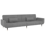 vidaXL Canapea extensibilă cu 2 locuri, 2 perne, gri deschis, catifea