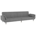 vidaXL Canapea extensibilă cu 2 locuri, 2 perne, gri deschis, catifea