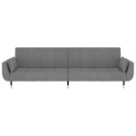vidaXL Canapea extensibilă cu 2 locuri, 2 perne, gri deschis, catifea