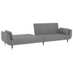 vidaXL Canapea extensibilă cu 2 locuri, 2 perne, gri deschis, catifea
