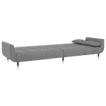 vidaXL Canapea extensibilă cu 2 locuri, 2 perne, gri deschis, catifea