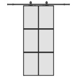 vidaXL Ușă glisantă cu set feronerie neagră 90x205cm sticlă securizată vidaXL Ușă glisantă cu set feronerie neagră 90x205cm sticlă securizată