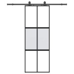 vidaXL Ușă glisantă cu set feronerie neagră 76x205cm sticlă securizată vidaXL Ușă glisantă cu set feronerie neagră 76x205cm sticlă securizată