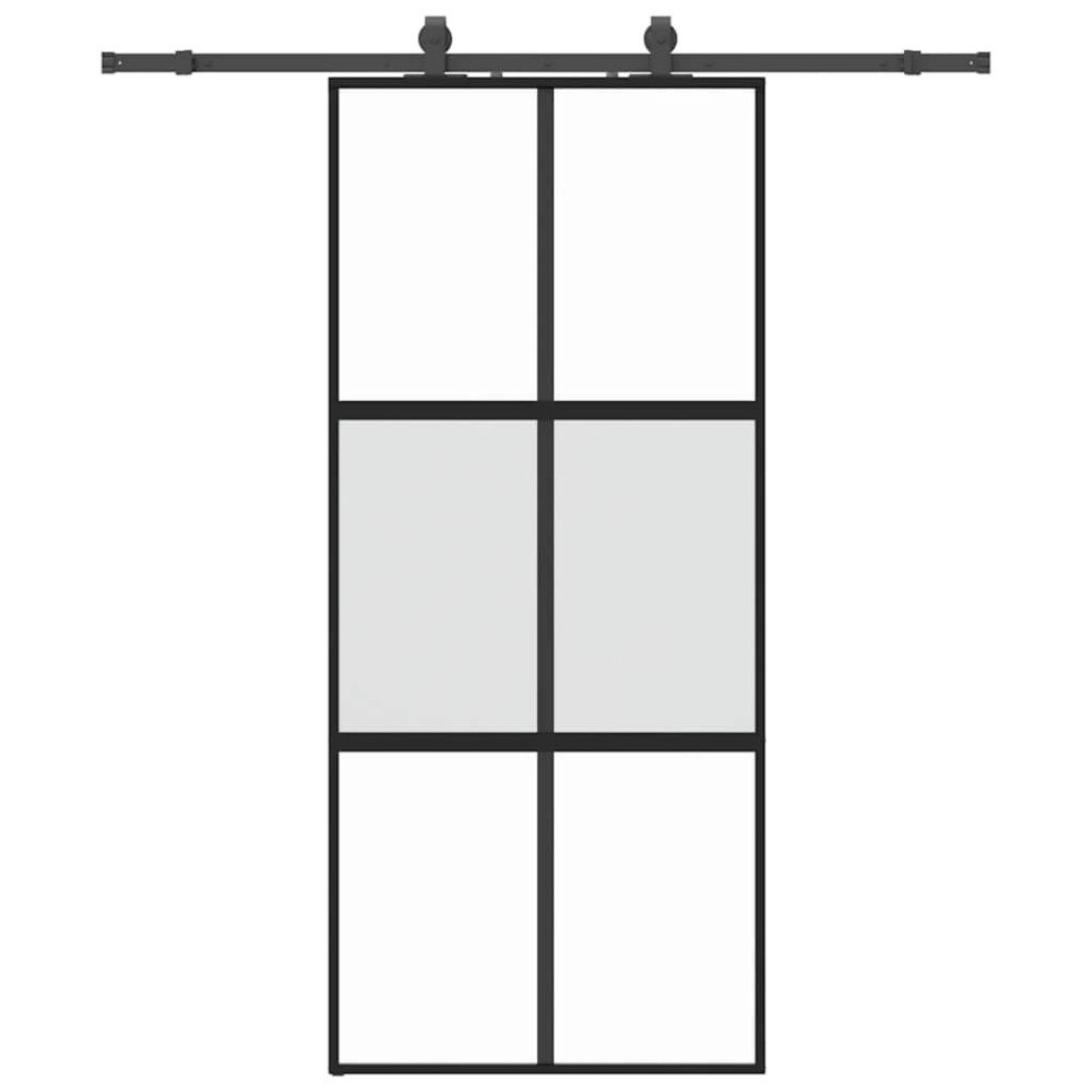 vidaXL Ușă glisantă cu set feronerie neagră 90x205cm sticlă securizată