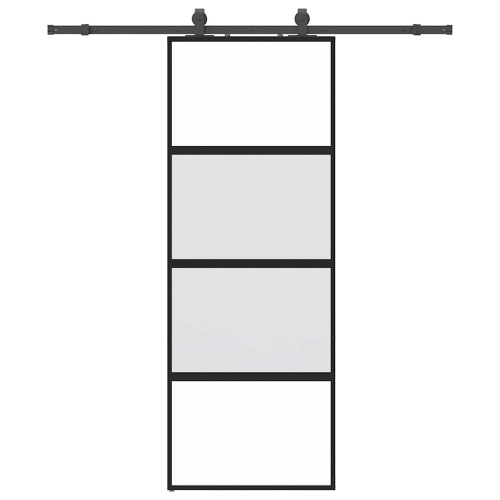 vidaXL Ușă glisantă cu set feronerie neagră 76x205cm sticlă securizată