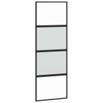 vidaXL Ușă glisantă cu set feronerie neagră 76x205cm sticlă securizată vidaXL Ușă glisantă cu set feronerie neagră 76x205cm sticlă securizată