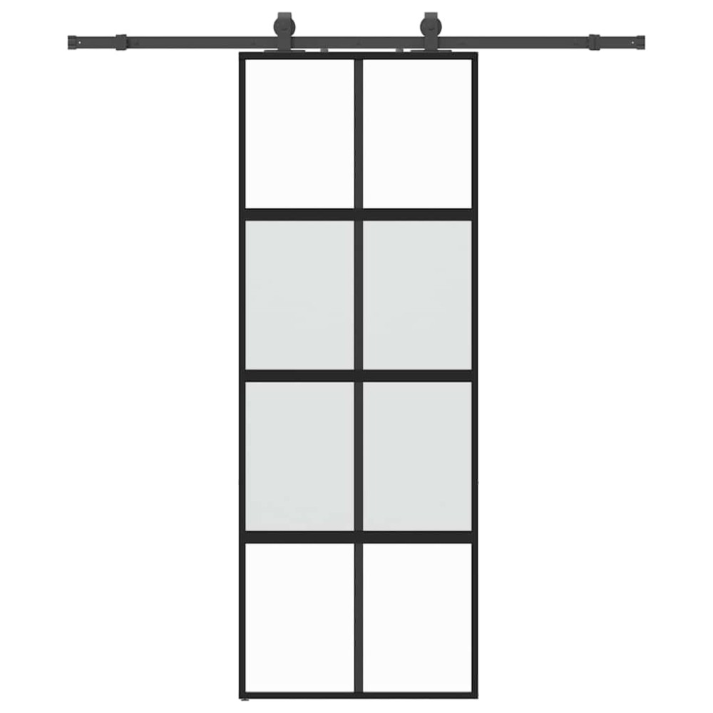 vidaXL Ușă glisantă cu set feronerie neagră 76x205cm sticlă securizată