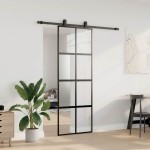 vidaXL Ușă glisantă cu set feronerie neagră 76x205cm sticlă securizată