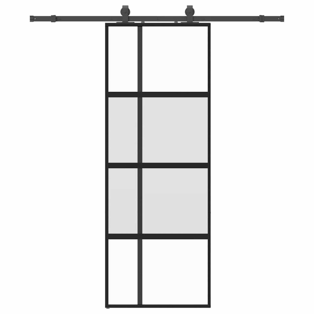 vidaXL Ușă glisantă cu set feronerie neagră 76x205cm sticlă securizată