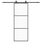 vidaXL Ușă glisantă cu set de feronerie neagră 76x205 cm Sticlă ESG vidaXL Ușă glisantă cu set de feronerie neagră 76x205 cm Sticlă ESG
