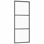 vidaXL Ușă glisantă cu set de feronerie neagră 76x205 cm Sticlă ESG vidaXL Ușă glisantă cu set de feronerie neagră 76x205 cm Sticlă ESG