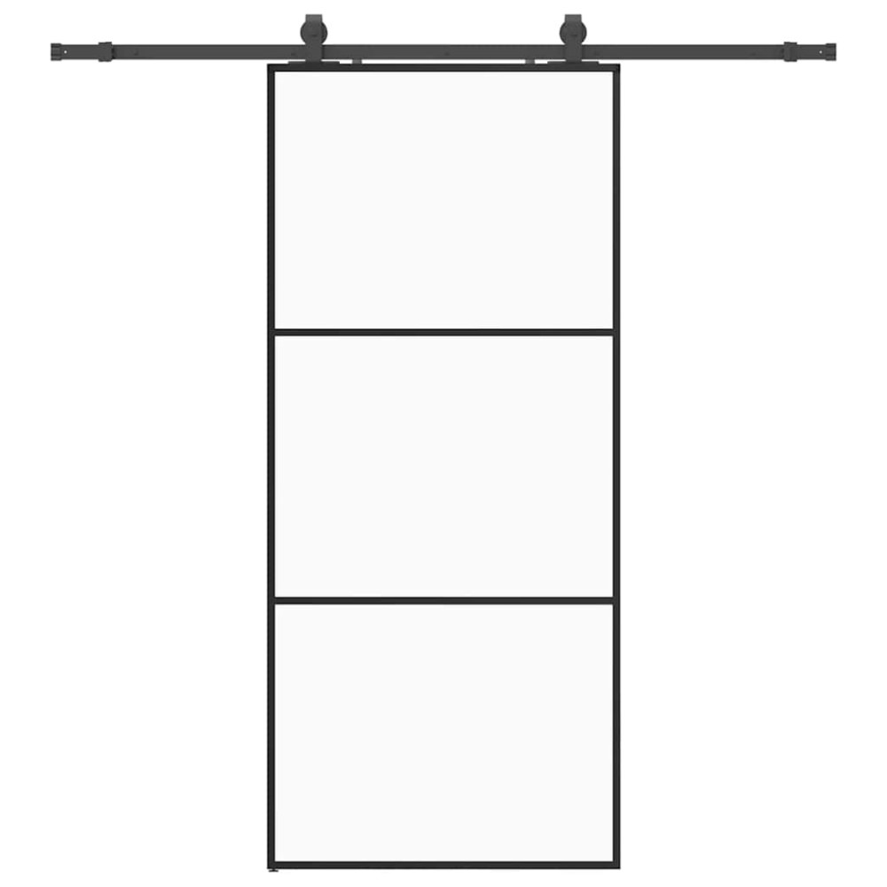 vidaXL Ușă glisantă cu set de feronerie neagră 90x205 cm Sticlă ESG