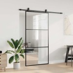 vidaXL Ușă glisantă cu set de feronerie neagră 102x205 cm Sticlă ESG vidaXL Ușă glisantă cu set de feronerie neagră 102x205 cm Sticlă ESG