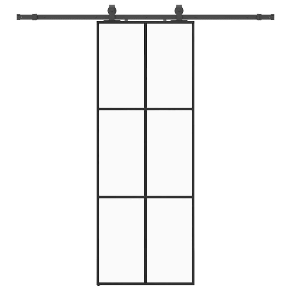 vidaXL Ușă glisantă cu set de feronerie neagră 76x205 cm Sticlă ESG