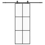 vidaXL Ușă glisantă cu set de feronerie neagră 76x205 cm Sticlă ESG vidaXL Ușă glisantă cu set de feronerie neagră 76x205 cm Sticlă ESG
