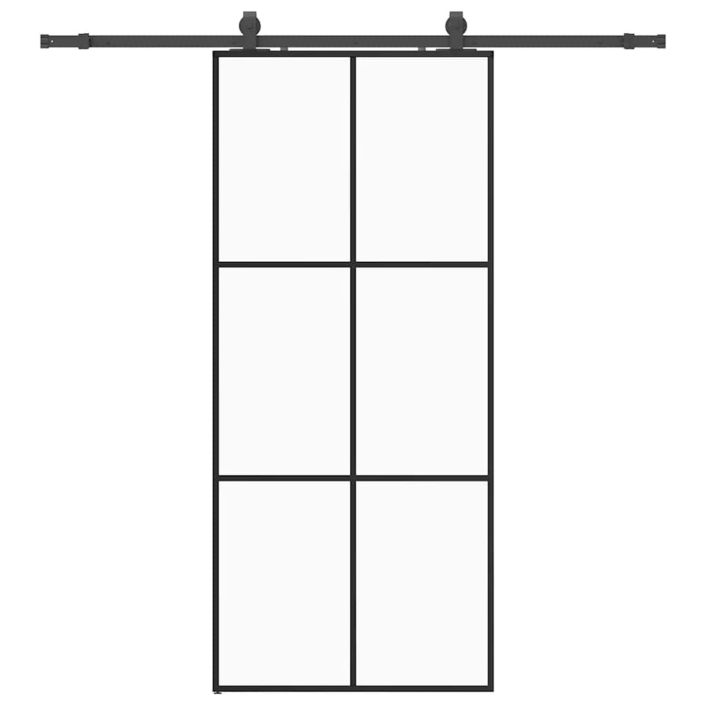 vidaXL Ușă glisantă cu set de feronerie neagră 90x205 cm Sticlă ESG