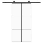 vidaXL Ușă glisantă cu set de feronerie neagră 102x205 cm Sticlă ESG vidaXL Ușă glisantă cu set de feronerie neagră 102x205 cm Sticlă ESG