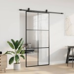 vidaXL Ușă glisantă cu set de feronerie neagră 102x205 cm Sticlă ESG vidaXL Ușă glisantă cu set de feronerie neagră 102x205 cm Sticlă ESG
